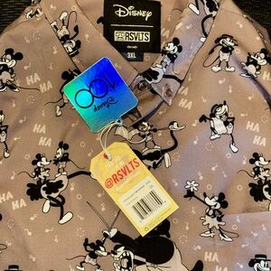 RSVLTS Disney Mickey Mouse Button Down Shirt - Gray